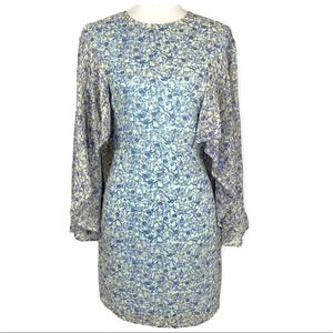 Intropia White and Blue Floral Batwing Dress EU Size 34